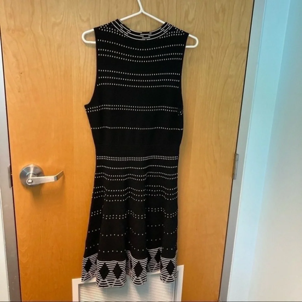 kate spade Black Midi Dress with White Dot & Wave Pattern